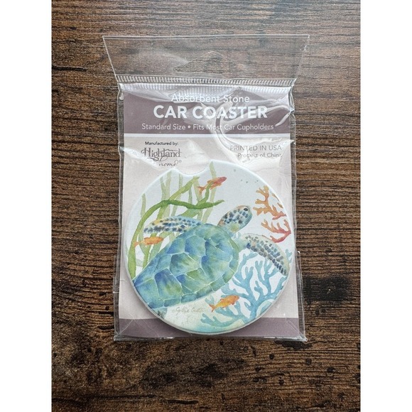 Other - Absorbent Car Coaster Turtle Highland Home Nature Sea NEW In Package